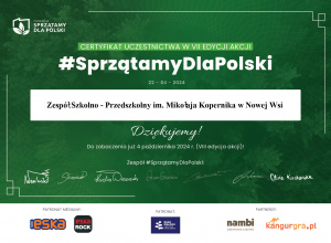 VII Edycja #SprzątamyDlaPolski - certyfikaty uczestnictwa