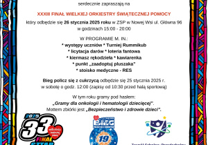 Plakat z zaproszeniem na Finał odbywający się w szkole