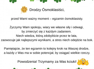Życzenia dla Ósmoklasistów