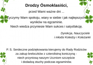Życzenia dla Ósmoklasistów