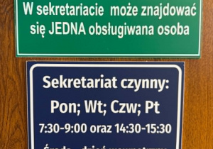 godziny pracy sekretariatu szkolnego
