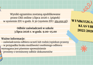 Informacja o wynikach egzaminu ósmoklasisty