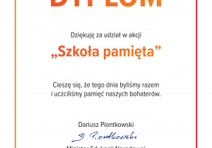 Dyplom Szkoła Pamięta